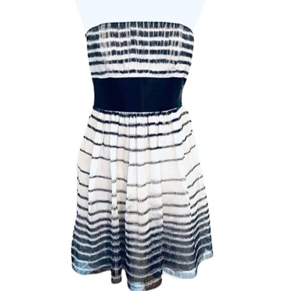 NWT BCBGMAXAZRIA Black and Gray Tulle Lined mini Dress – Size 2 -  Strapless - Picture 1 of 8